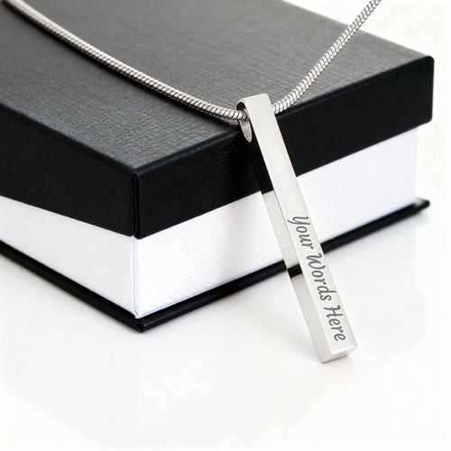 Personalised 4-Sided Bar Necklace — Engraved on Every Side