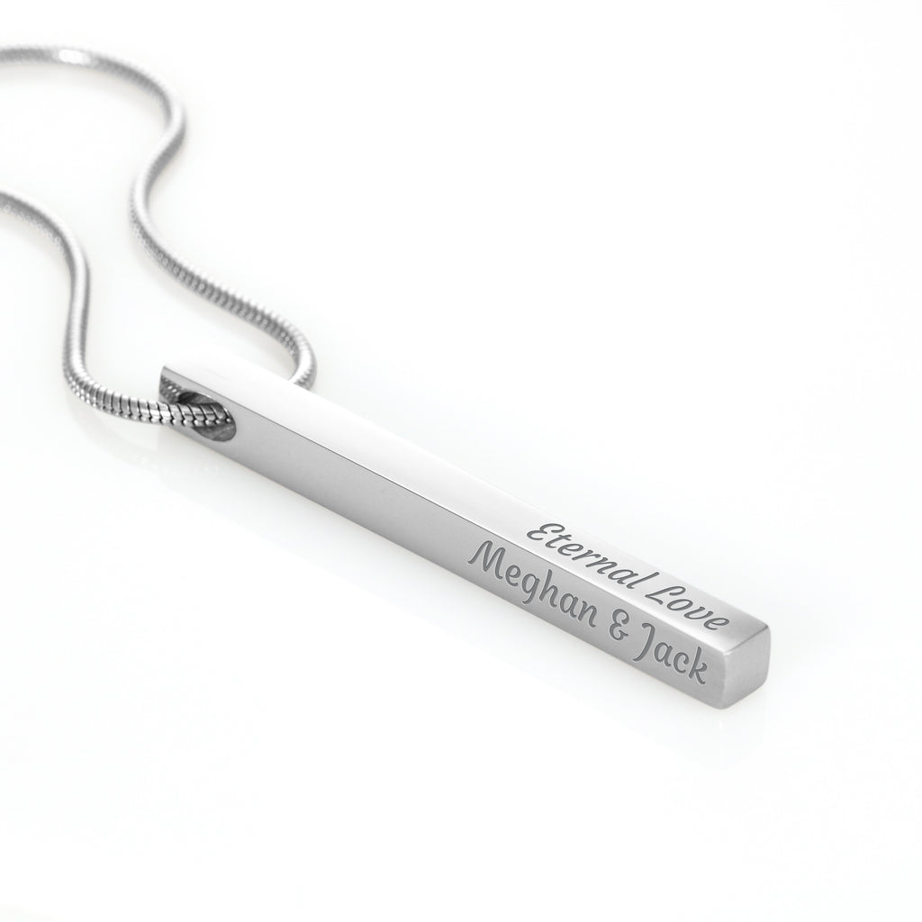 Personalised 4-Sided Bar Necklace — Engraved on Every Side