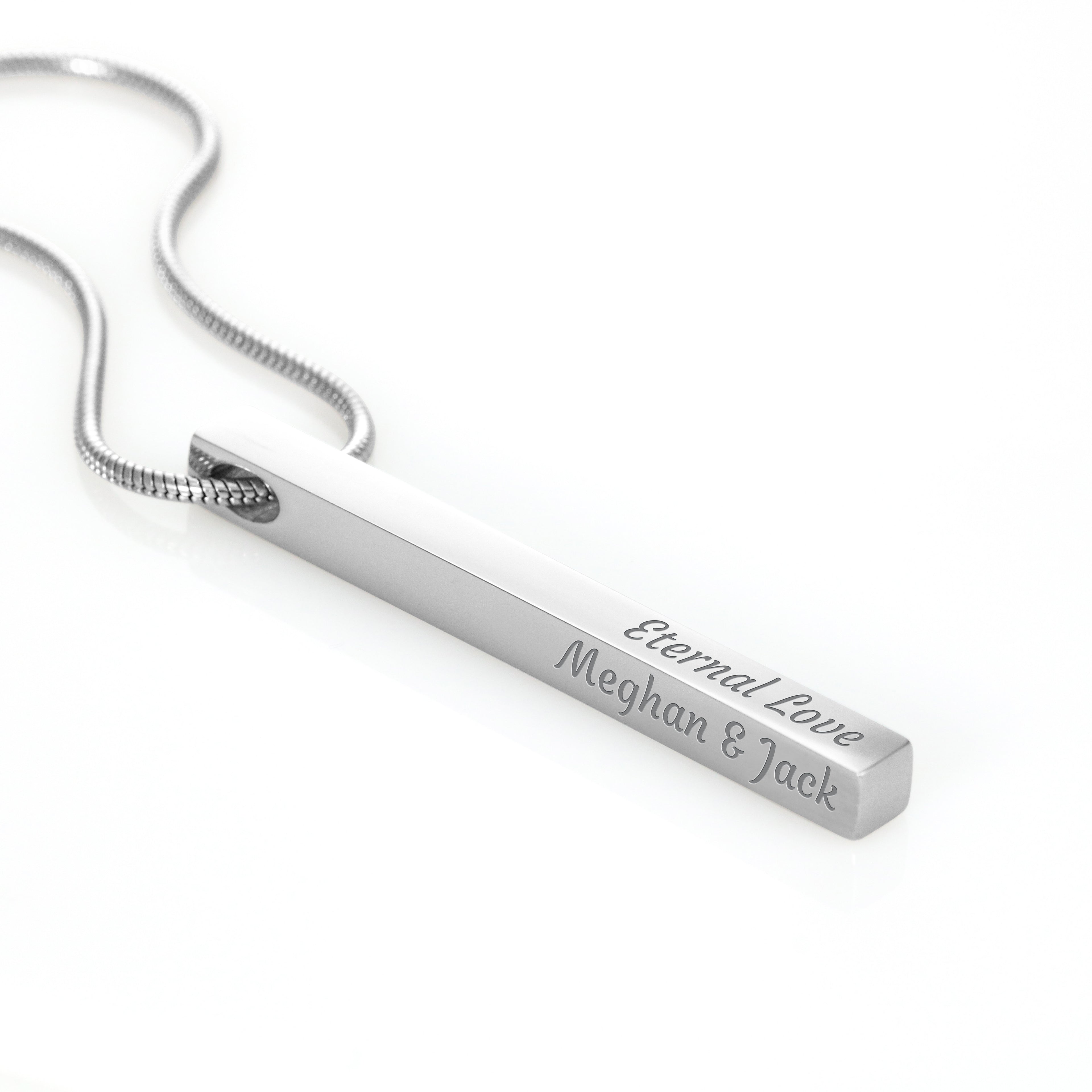 Personalised 4-Sided Bar Necklace — Engraved on Every Side