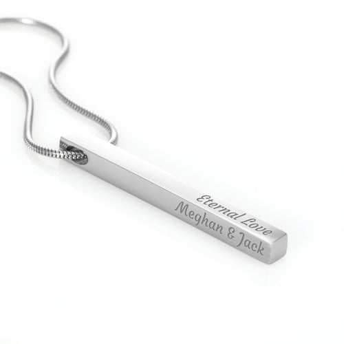 Personalised 4-Sided Bar Necklace — Engraved on Every Side