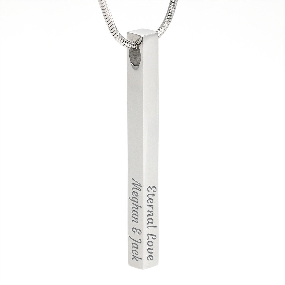 Personalised 4-Sided Bar Necklace — Engraved on Every Side