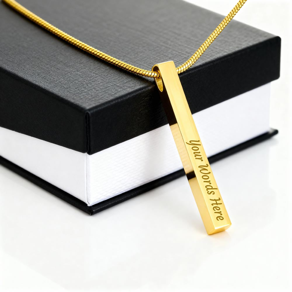 Personalised 4-Sided Bar Necklace — Engraved on Every Side