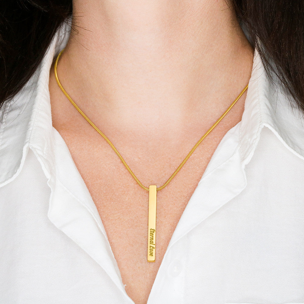 Personalised 4-Sided Bar Necklace — Engraved on Every Side