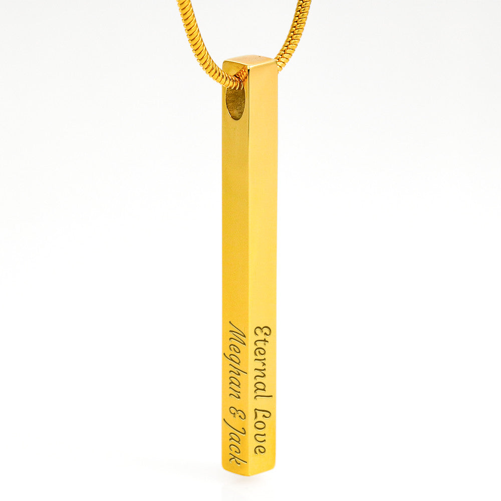 Personalised 4-Sided Bar Necklace — Engraved on Every Side