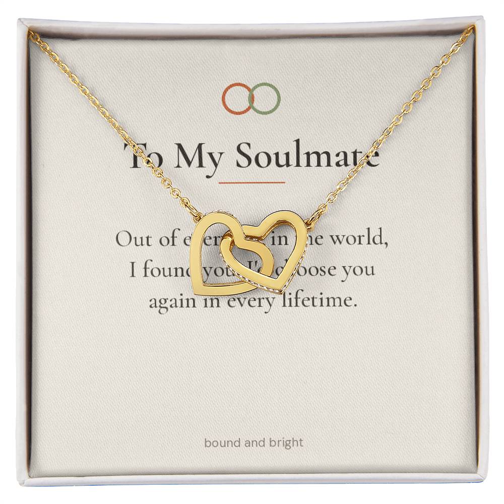 To My Soulmate Necklace - Interlocking Hearts with Message Card