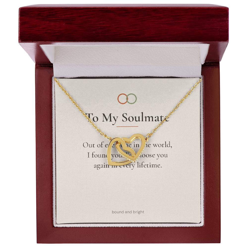 To My Soulmate Necklace - Interlocking Hearts with Message Card