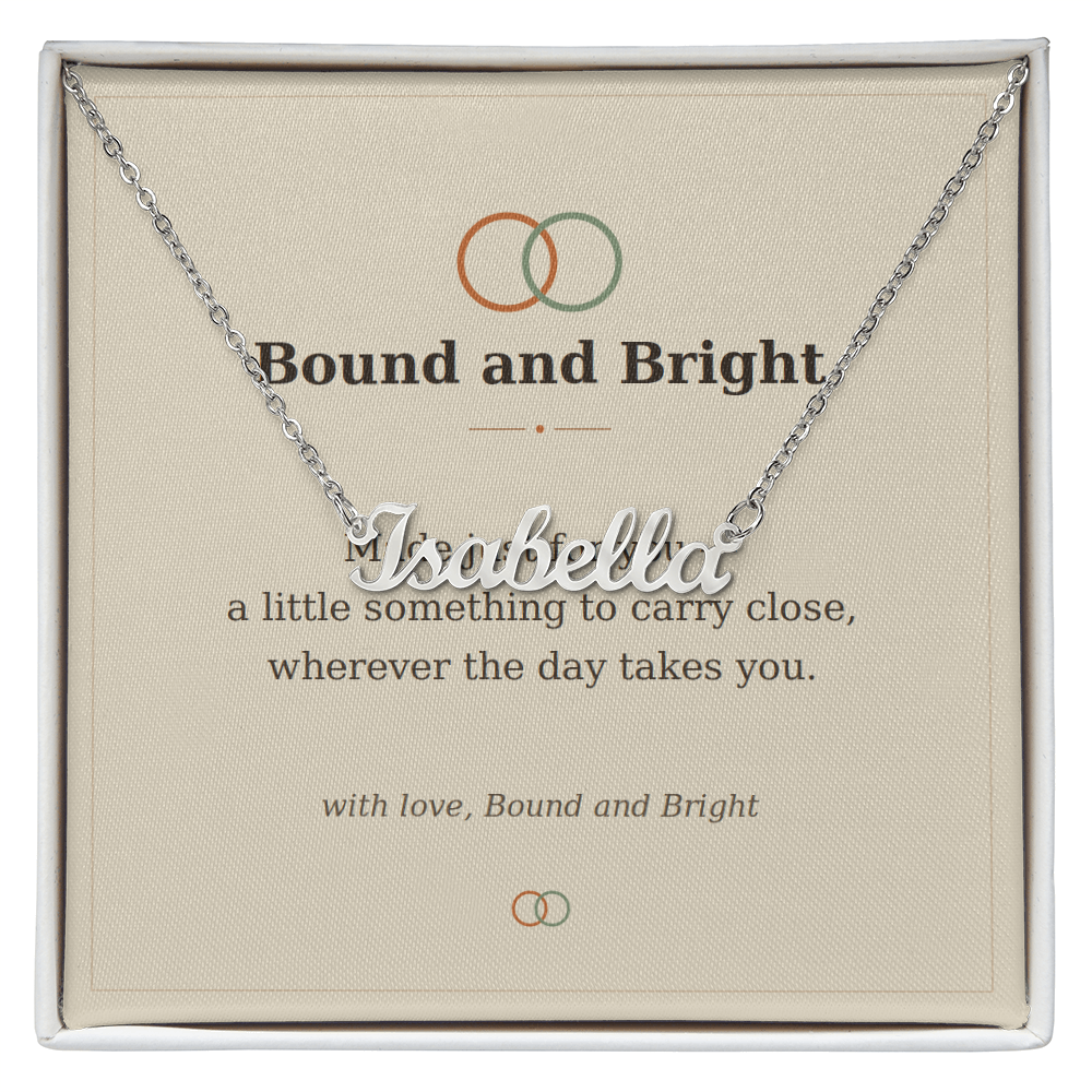 Personalised Name Necklace — Custom Cursive Nameplate, Silver or 18K Gold