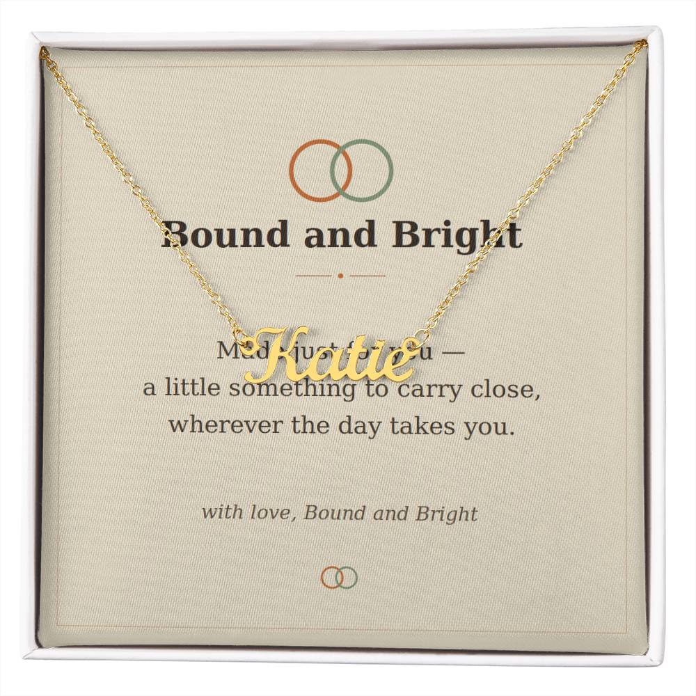 Personalised Name Necklace — Custom Cursive Nameplate, Silver or 18K Gold