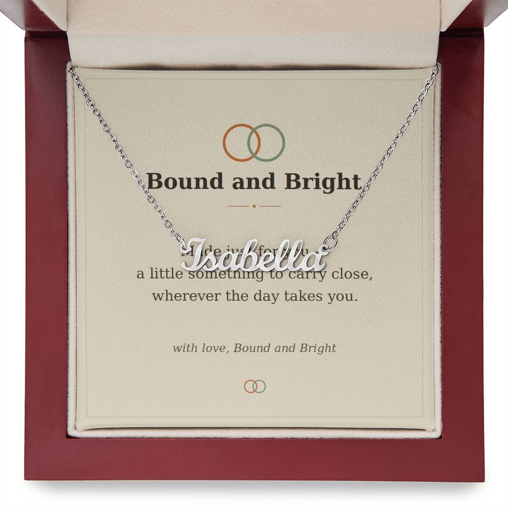 Personalised Name Necklace — Custom Cursive Nameplate, Silver or 18K Gold