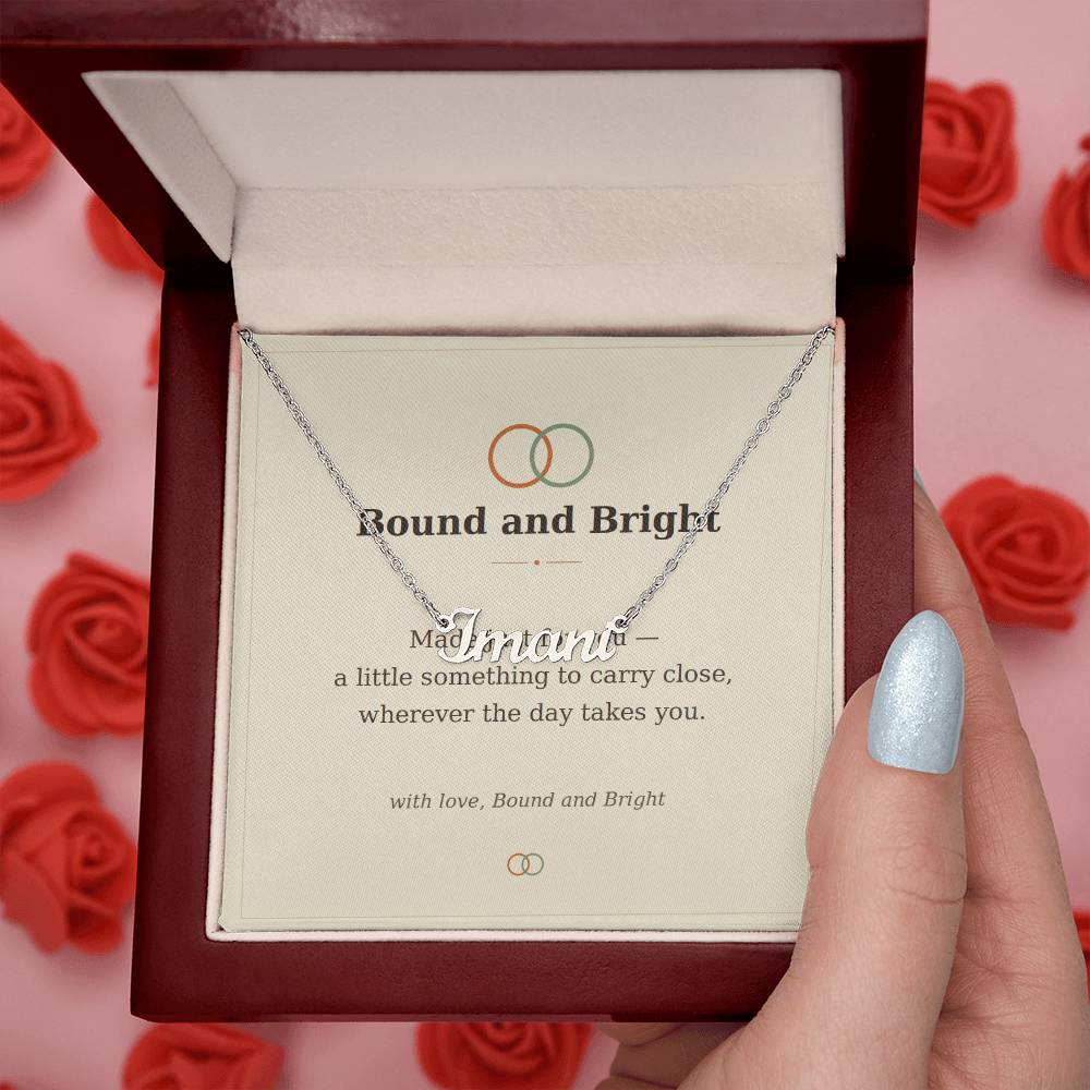 Personalised Name Necklace — Custom Cursive Nameplate, Silver or 18K Gold