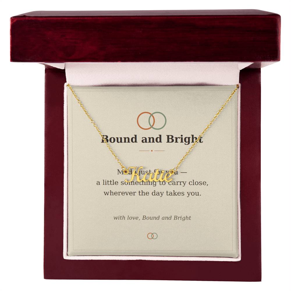 Personalised Name Necklace — Custom Cursive Nameplate, Silver or 18K Gold