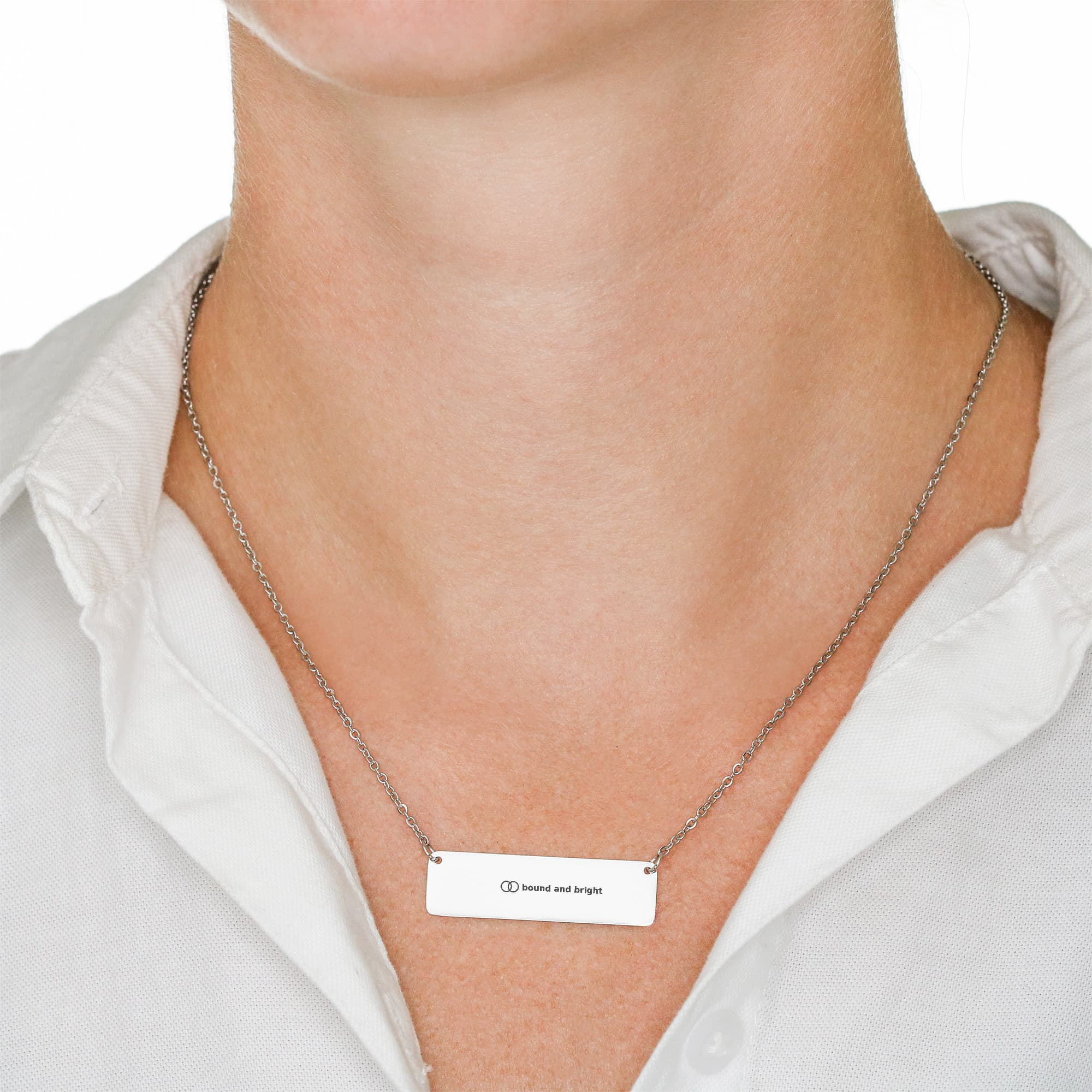 Personalised Bar Necklace — Bound and Bright Signature Bar, Silver or 18K Gold