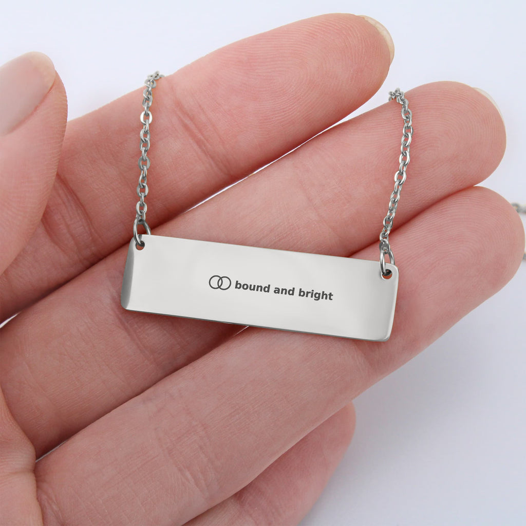Personalised Bar Necklace — Bound and Bright Signature Bar, Silver or 18K Gold