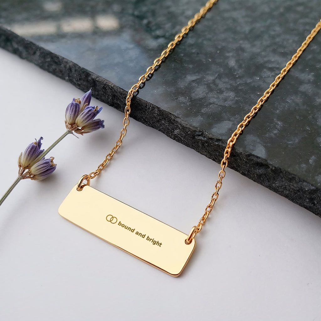 Personalised Bar Necklace — Bound and Bright Signature Bar, Silver or 18K Gold
