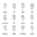 Personalised Birth Flower Name Necklace — Custom Vertical Nameplate, Silver or 18K Gold