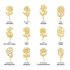 Personalised Birth Flower Name Necklace — Custom Vertical Nameplate, Silver or 18K Gold