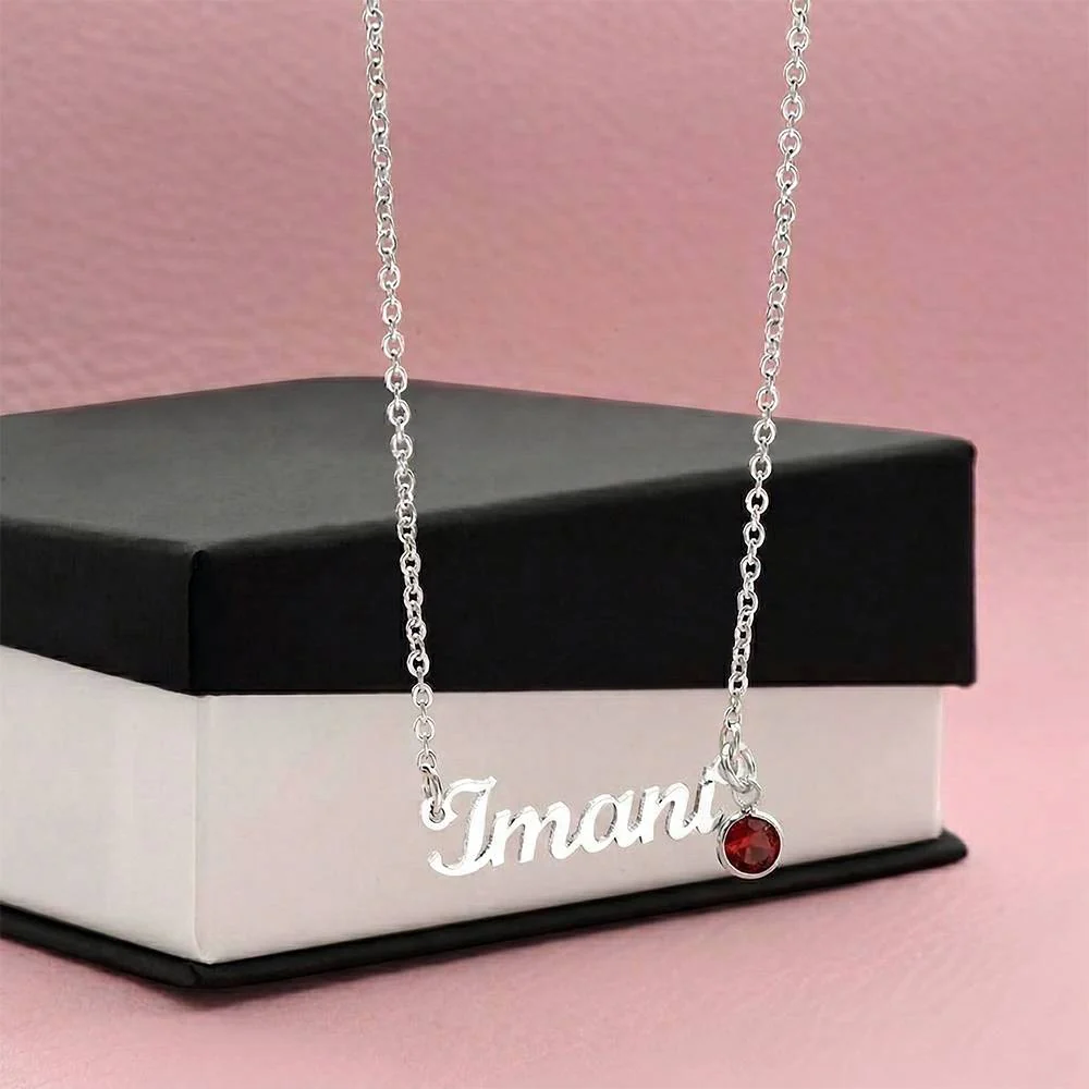 Personalised Paw Print Name Necklace — Custom Cursive Nameplate for Pet Lovers, Silver or 18K Gold